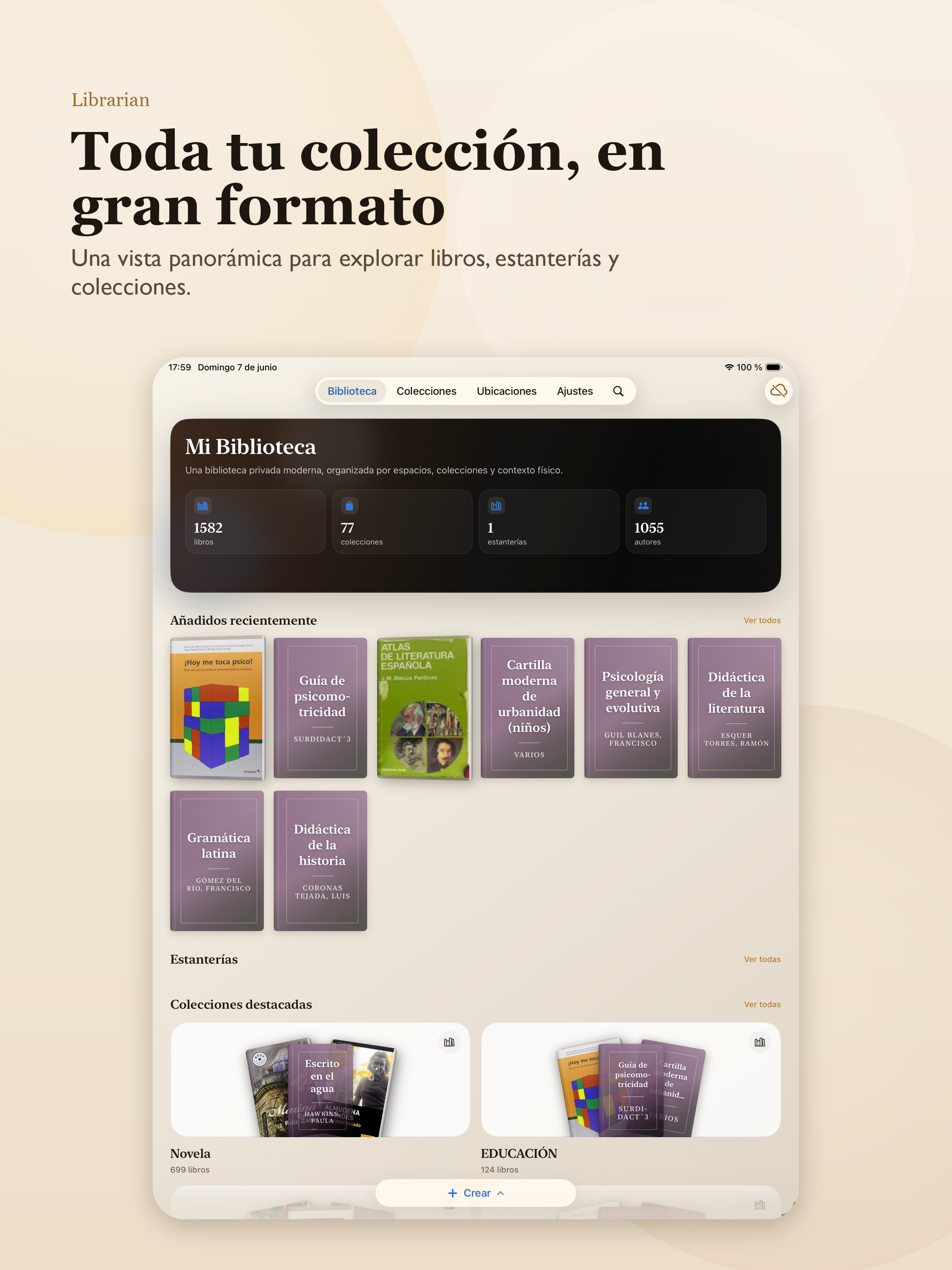 Biblioteca de Librarian en iPad