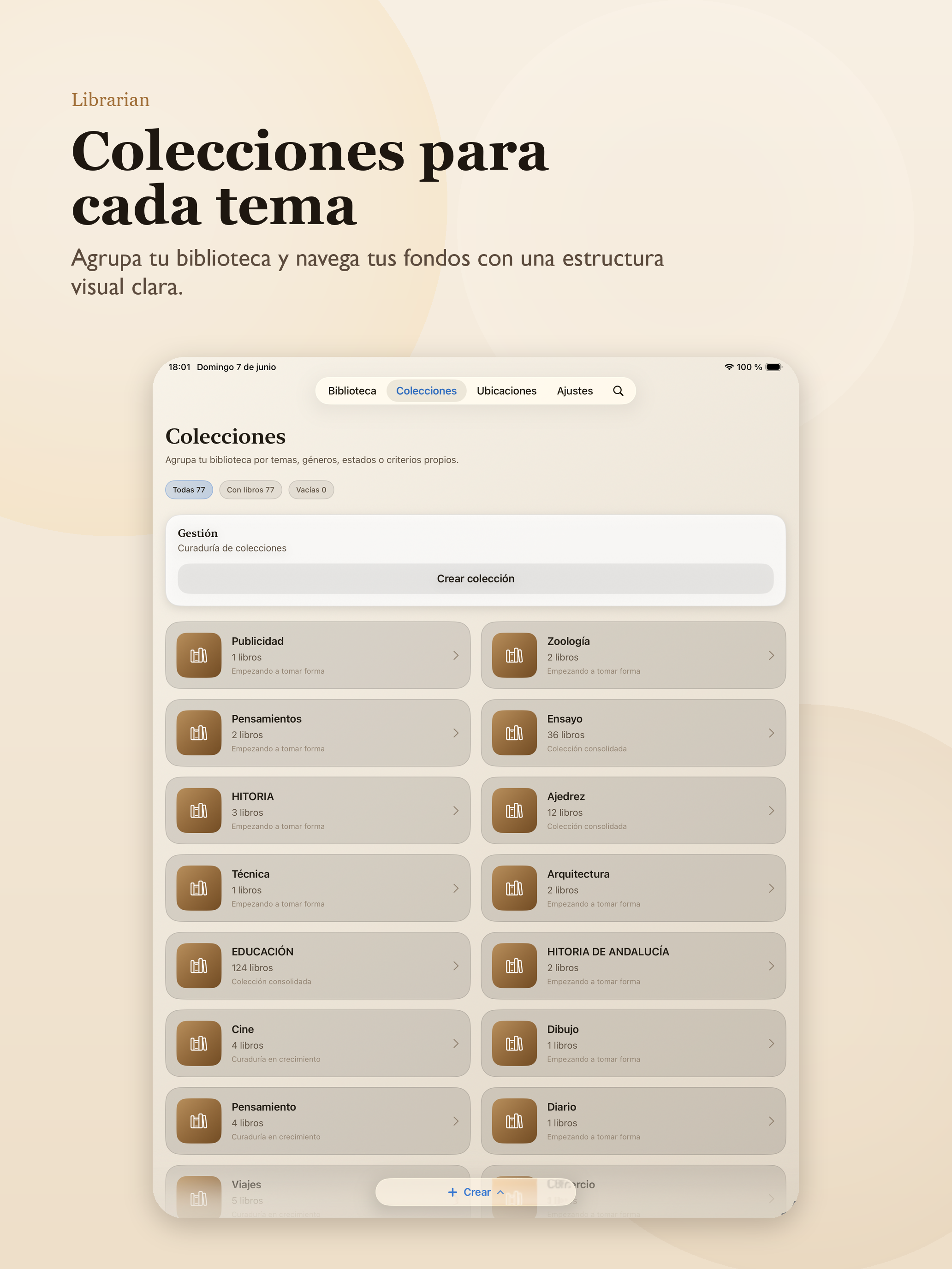 Colecciones de Librarian en iPad
